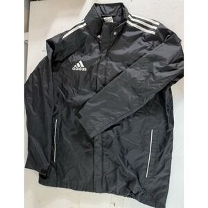 Adidas Track Jacket Windbreaker Mens XL black full zip vented Y2K